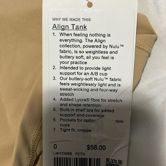 NWT- Lululemon- 0. Align Tank - Picture 6 of 6